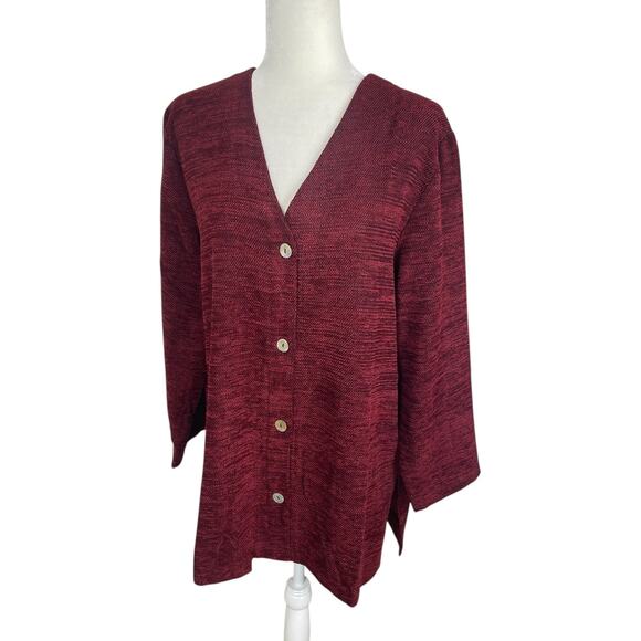 Kathleen Sommers Rayon Chenille Button Front Tunic Top Sz Large Lagenlook Artsy - Picture 3 of 12